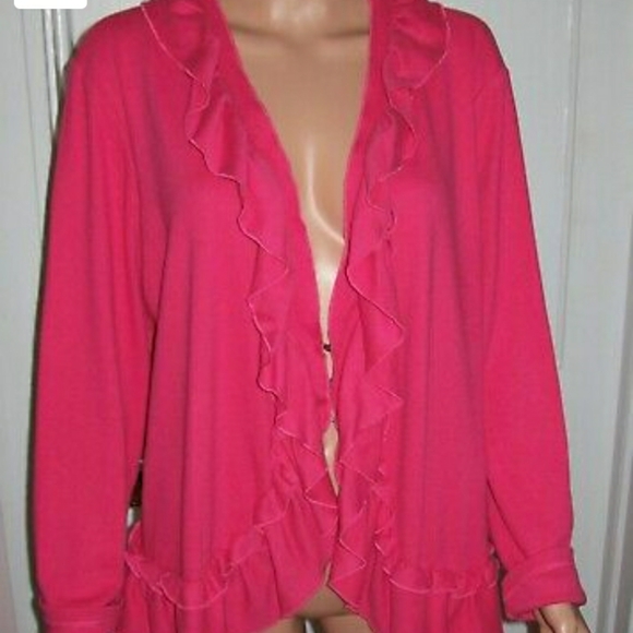 Rafaella Sweaters - Rafaella Hot Pink Ruffle Edge Sweater 2xl